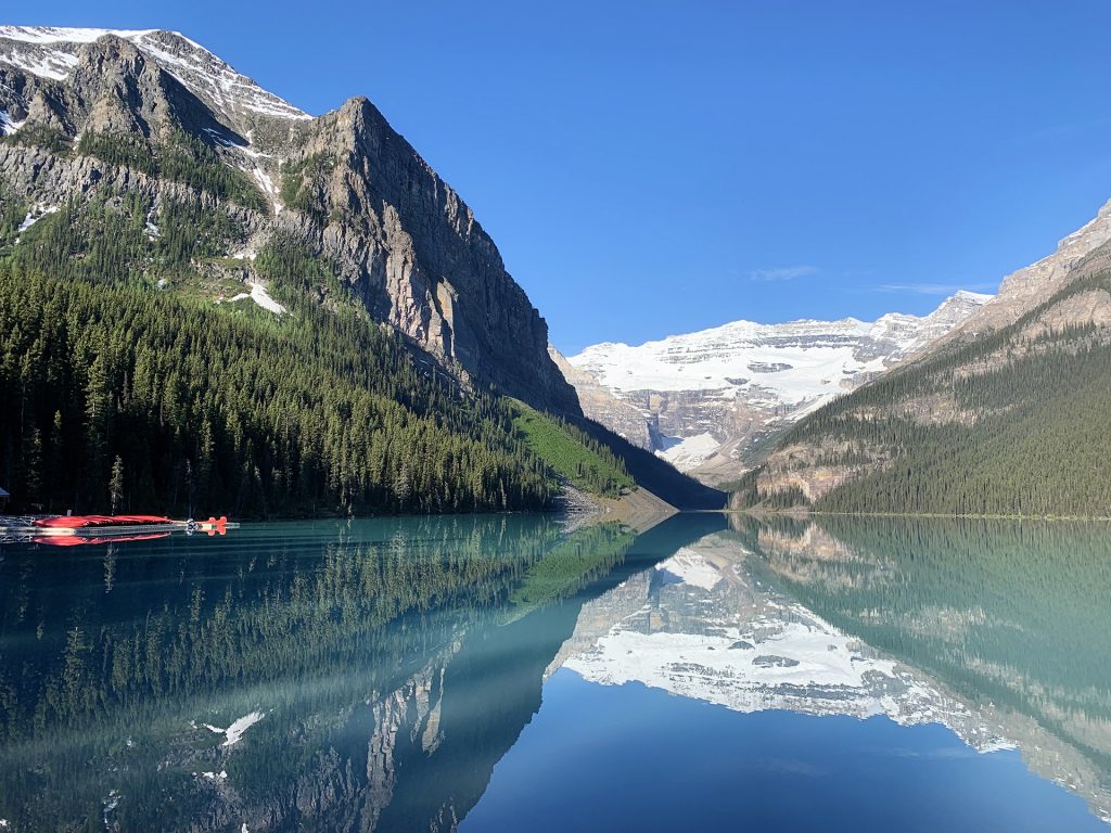 Crystal clear reflection at Lake Louise, Banff Canada