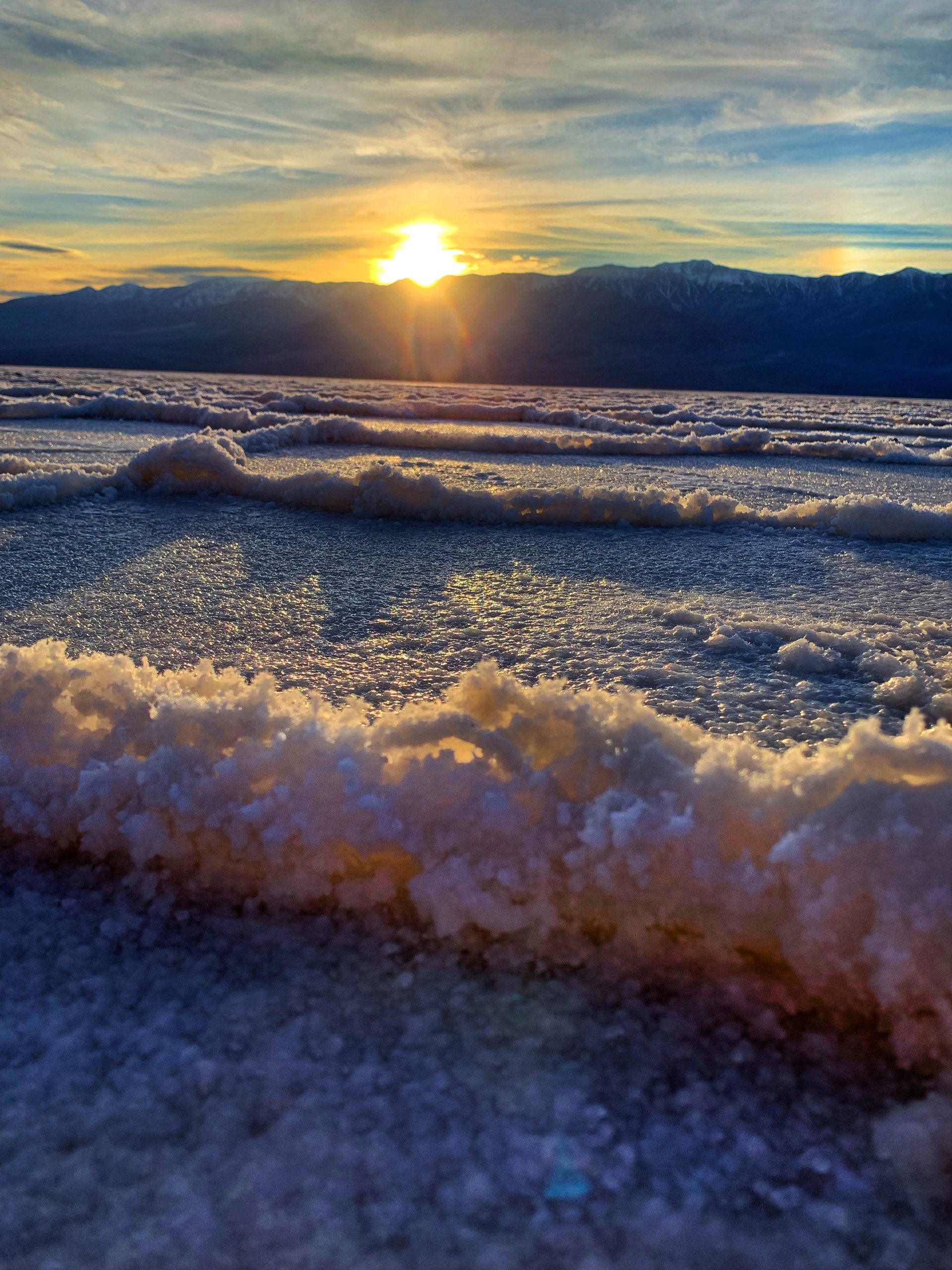 The salty texture of the salt flats california