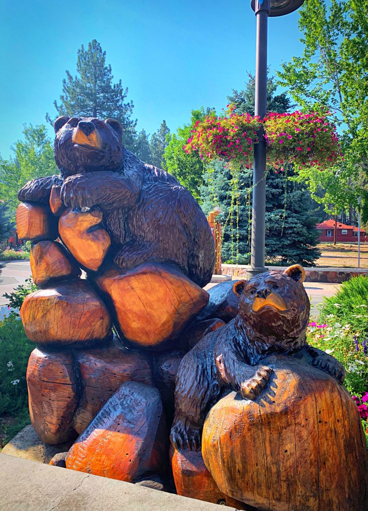 Wooden Carvings of Bears at Big Bear Village