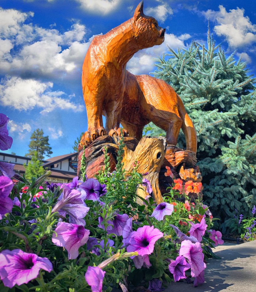 Mountain Lion Wood Carving at Big Bear Lake Village