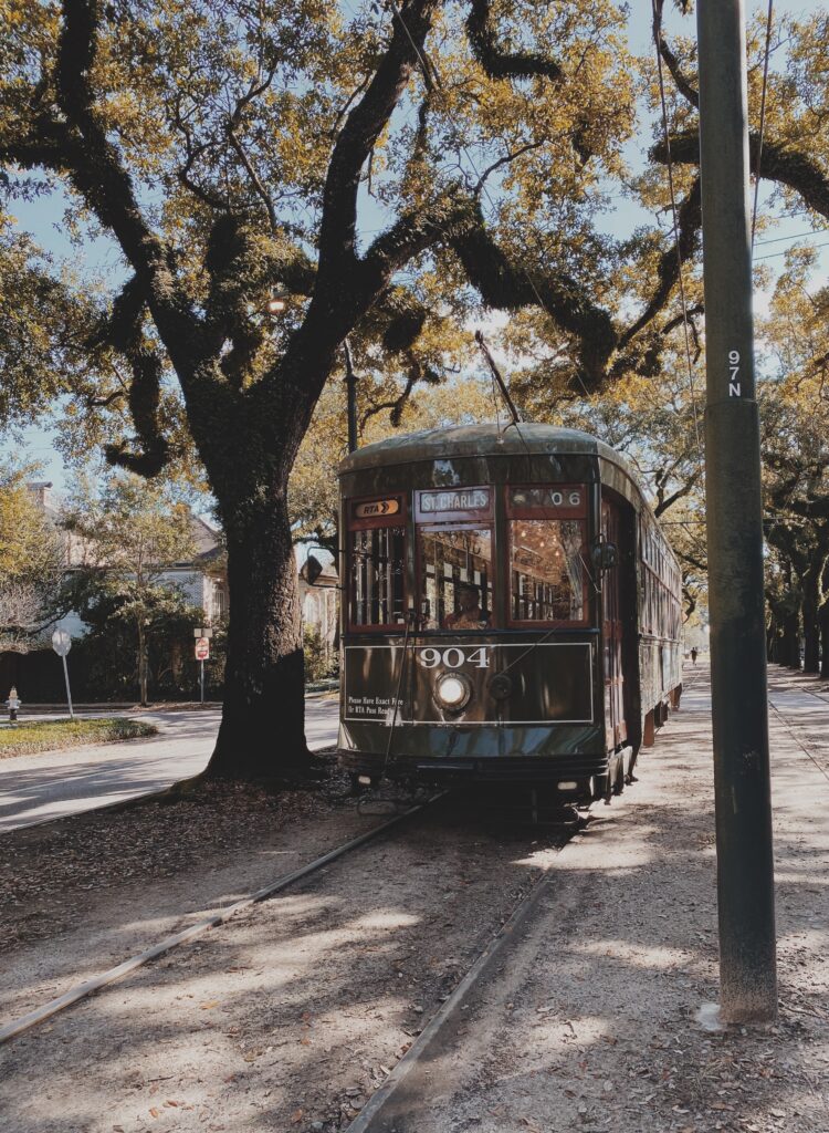 St. Charles Streetcar on its way to the Garden District in New Orleans.