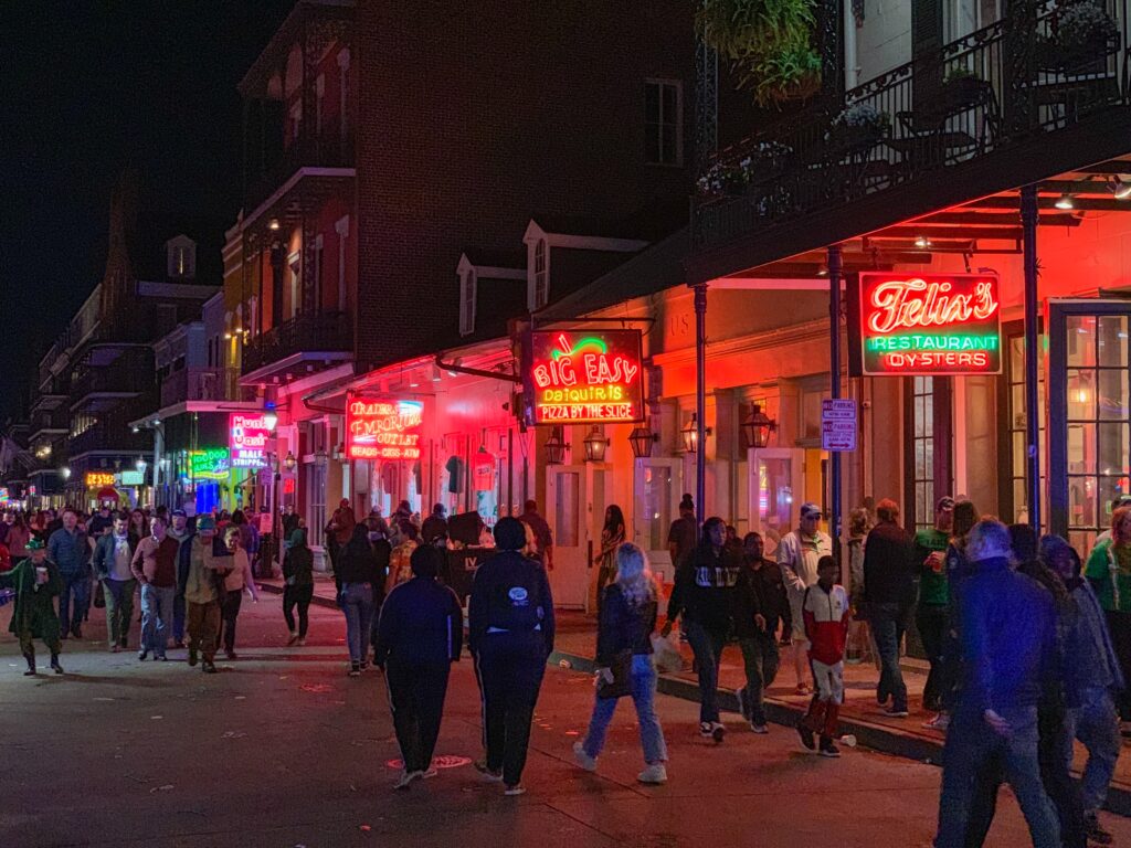 Enjoy the nightlife and red light district of Bourbon Street